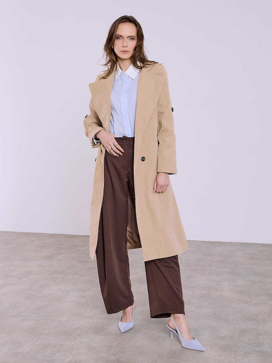 Celestino Women's Trench Coat Detachable Belt Camel