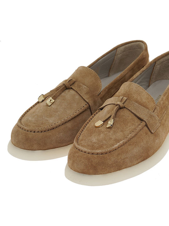 Δερμάτινα Γυναικεία Loafers σε Καφέ Χρώμα
