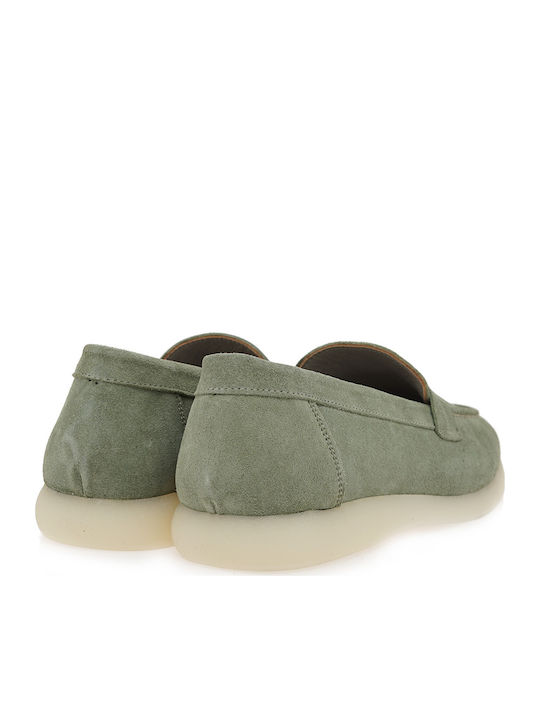 Δερμάτινα Γυναικεία Loafers σε Πράσινο Χρώμα