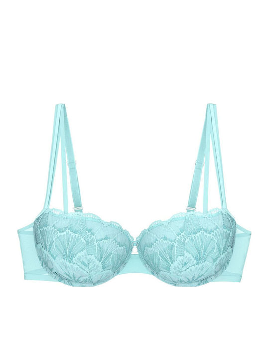 Palina Balconette Capri Blue Bra without Padding with Underwire