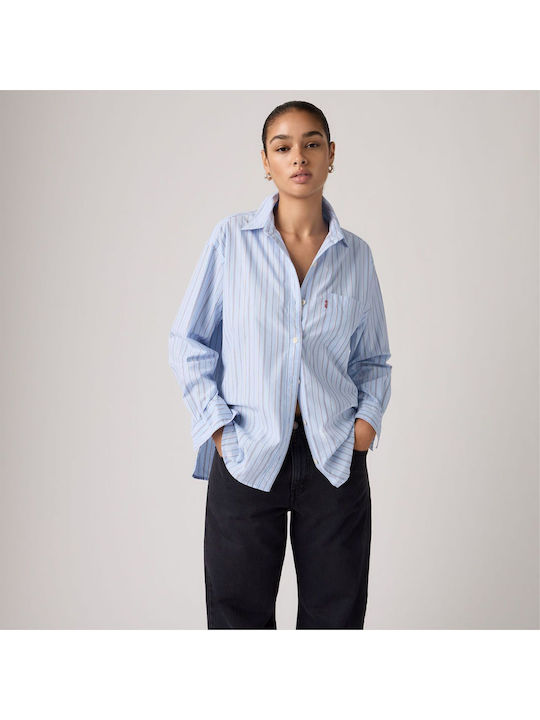 Long Sleeve Women's Shirt Blue Striped