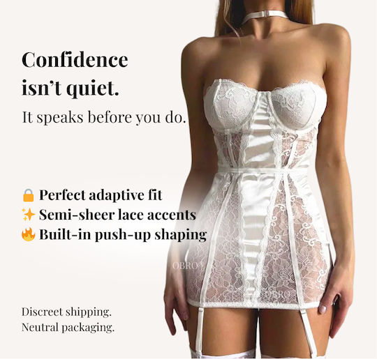 Lenjerie Intimă Sexy Push-up Rochie Mini Erotică Cu Dantelă Colier Alb