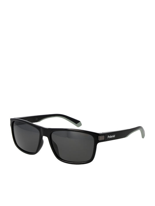 Polaroid Men's Sunglasses With Black Horn-Rimmed Frame And Grey Polarized Lens PLD2121/S 08A/M9