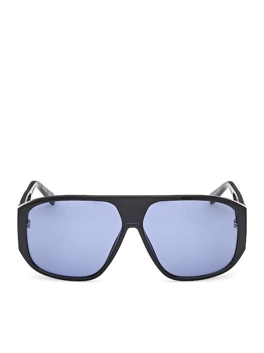 Guess Men's Sunglasses with Black Plastic Frame and Blue Lens GU00135 01V