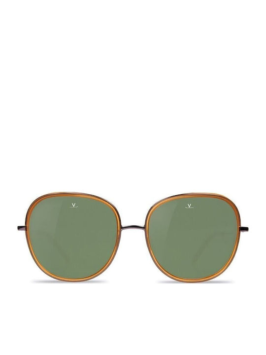 Women's Sunglasses with Brown Frame and Green Lens