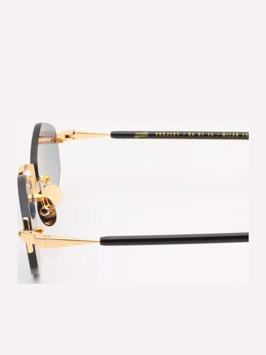 Gast Unisex Sunglasses with Gold Metal Frame and Blue Lens LU04