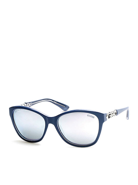 Guess Women's Sunglasses with Blue Plastic Frame and Silver Mirror Lens GU7451 90C
