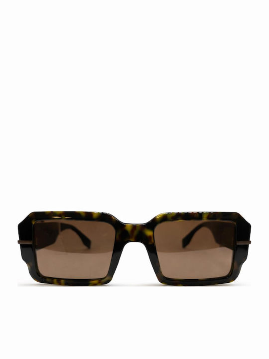 Fendi Unisex Γυαλιά Ηλίου με Καφέ Ταρταρούγα Κοκκάλινο Σκελετό και Καφέ Φακό FE40073U 52E