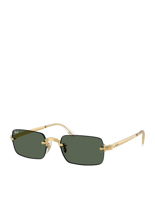 Ray Ban Unisex Sunglasses with Gold Metal Frame and Green Lens RB3928 001/71