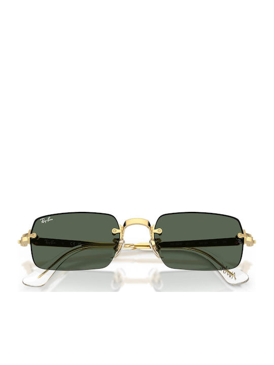 Ray Ban Unisex Sunglasses with Gold Metal Frame and Green Lens RB3928 001/71