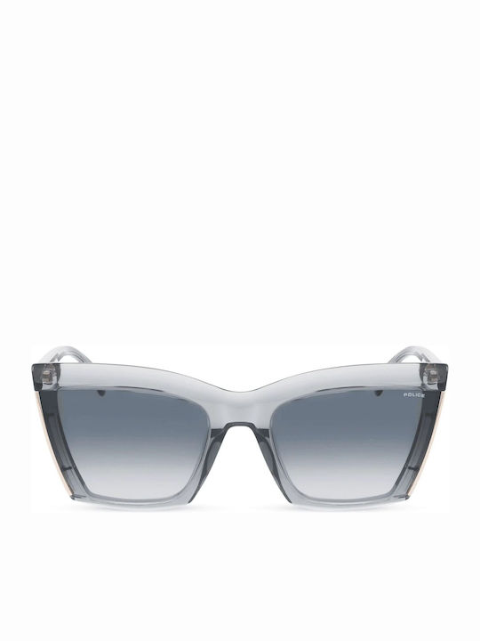 Police Women's Sunglasses with Gray Plastic Frame and Blue Lens SPLP44 098Z