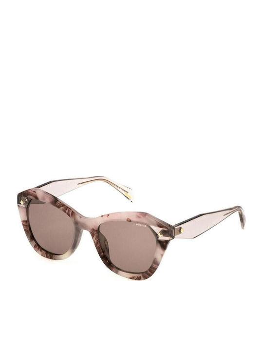 Police Women's Sunglasses with Multicolour Plastic Frame and Pink Lens SPLL97 0Z02