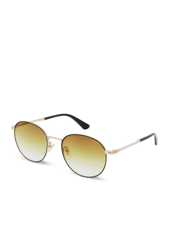Police Women's Sunglasses with Gold Metal Frame and Yellow Gradient Mirror Lens