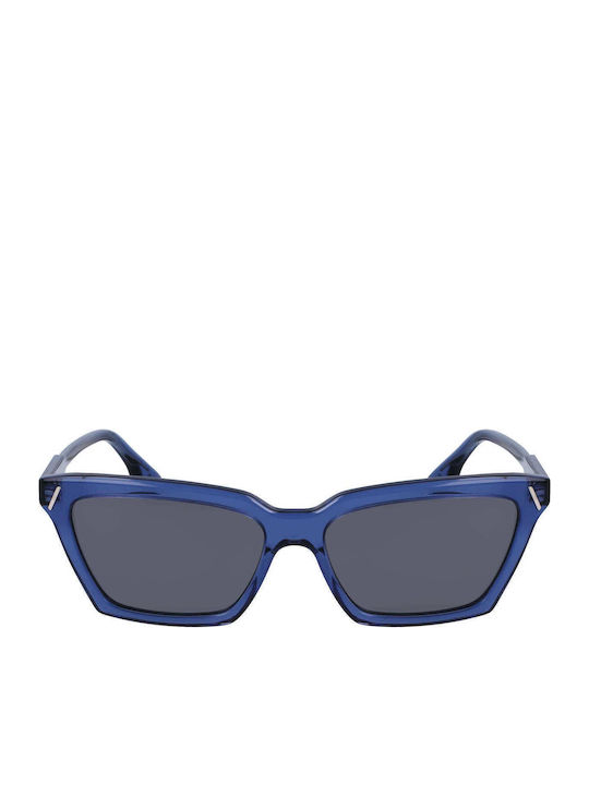 Victoria Beckham Damen Sonnenbrille mit Blau Kunststoff Gestell und Blau Linse