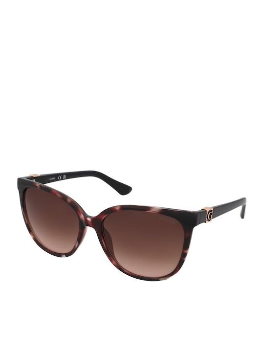 Guess Women's Sunglasses with Brown Tartaruga Plastic Frame and Burgundy Gradient Lens GU7864S 55T