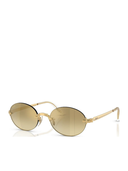 Ray Ban Унисекс Слънчеви Очила с Златен Метален Рамка и Златен Огледален Стъкло RB3929 001/7I