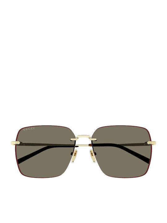 Gucci Damen Sonnenbrille mit Gold Metall Gestell und Braun Linse GG1955SA 002