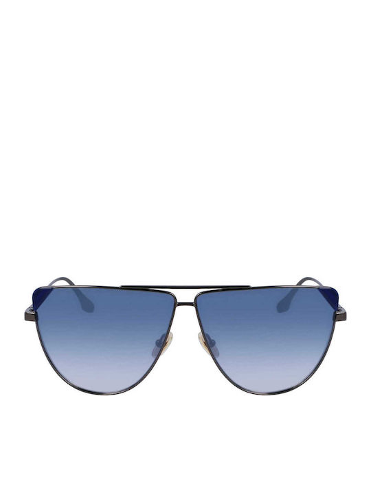Victoria Beckham Damen Sonnenbrille mit Blau Metall Gestell und Blau Linse