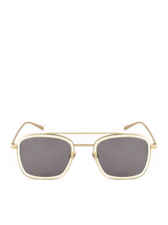 Belstaff Men's Sunglasses with Gold Metal Frame and Gold Lens