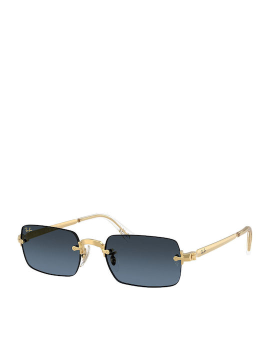 Ray Ban Unisex Sunglasses with Gold Metal Frame and Blue Gradient Lens RB3928 001/S2