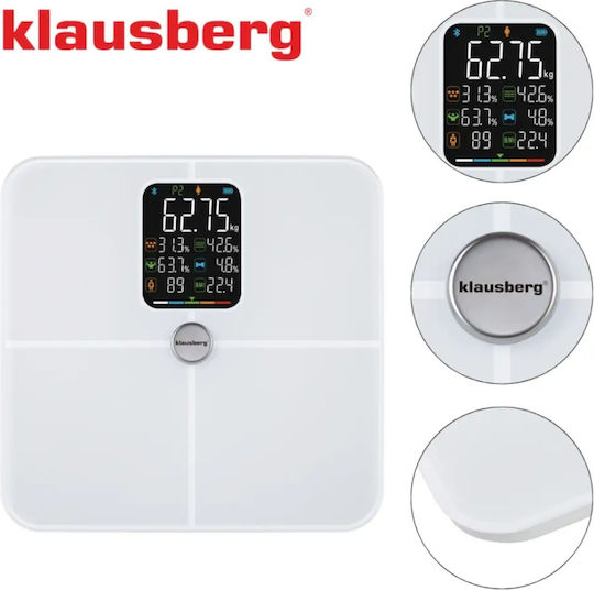 Klausberg Smart Cântar de Baie 180kg cu Bluetooth Alb KB-7941