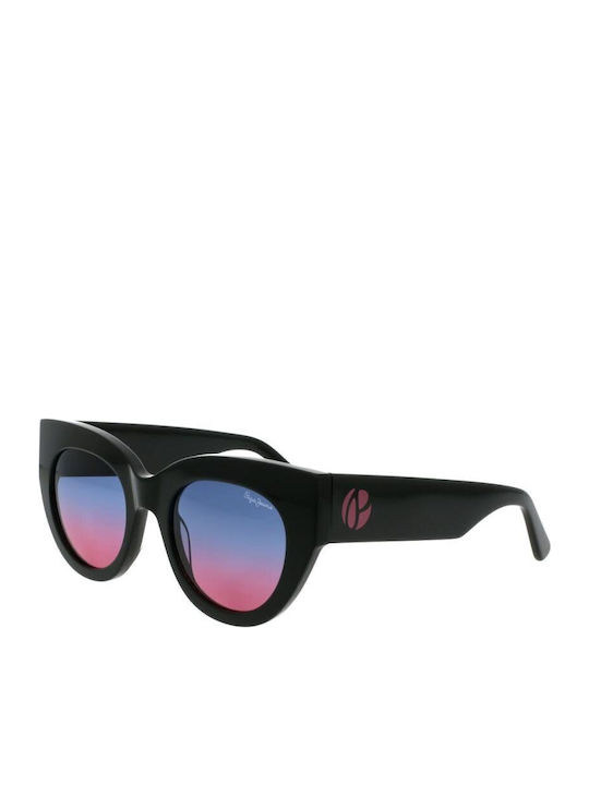 Pepe Jeans Women's Sunglasses with Black Plastic Frame and Multicolour Gradient Mirror Lens PJ7423-001