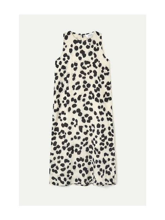 Summer Midi Shirt Dress with Dalmatian Print