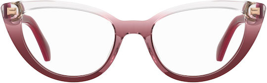 Moschino Plastic Eyeglass Frame Cat Eye Red MOS605 6XQ