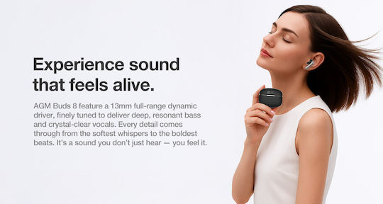 AGM Buds 8 Bluetooth Kopfhörer mit Schweißbeständigkeit und Ladekoffer Beige