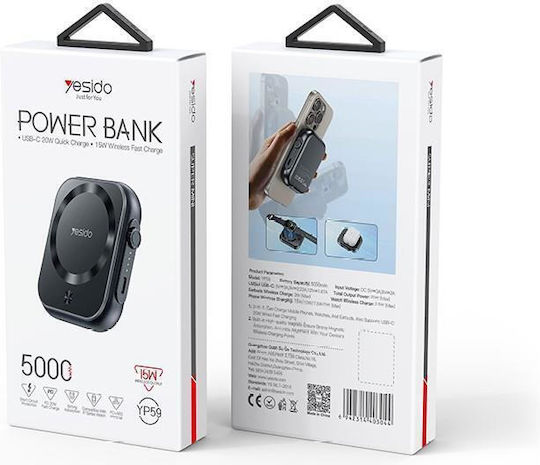 Benks YP59 MagSafe Power Bank 5000mAh 15W с USB-C порт Черен
