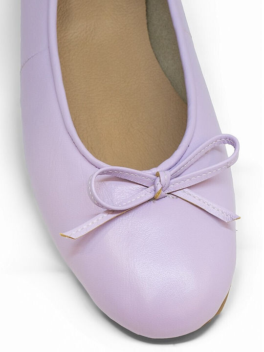 Damen Ballerinas aus Leder in Lila Farbe