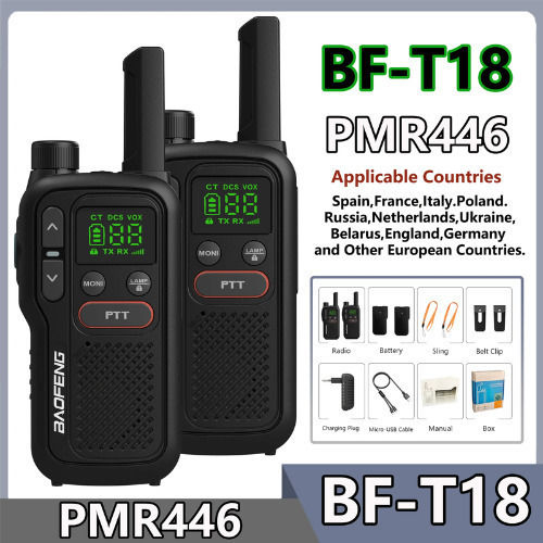 Baofeng BF-T18 Ασύρματος Πομποδέκτης PMR 3W με Μονόχρωμη Οθόνη Σετ 2τμχ