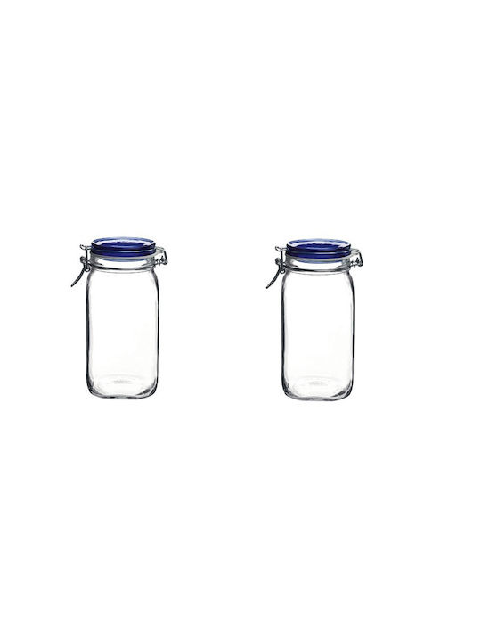 Bormioli Rocco Vază Pentru Paste Zahăr Maro Cu Capac Sticlă Albastră 1500ml 1 Bucată