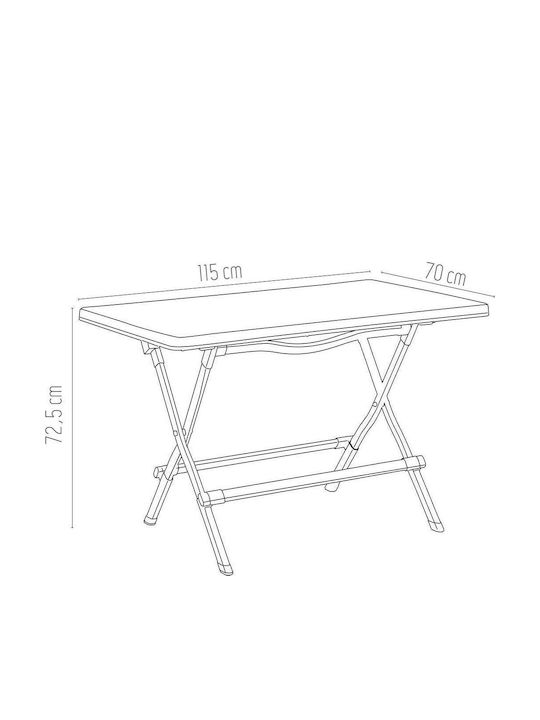 Masă Pliabilă Din Plastic Pentru Exterior Albastră 115x70x72,5 cm