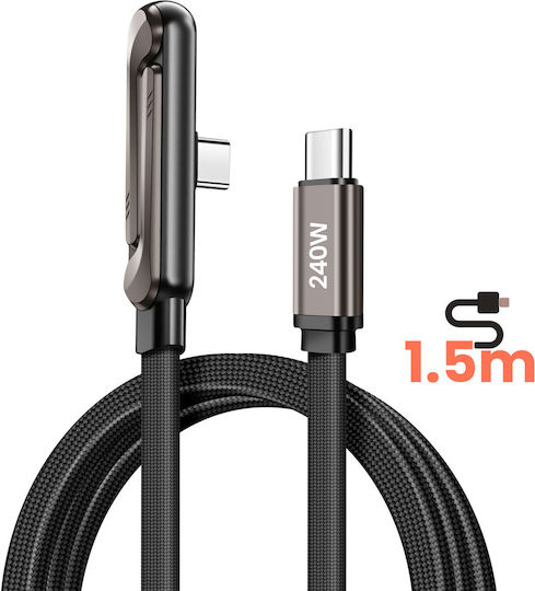 Avizar Cablu Usb-c La Usb-c Power Delivery 240w Design În Unghi 1.5m Negru