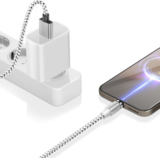 Avizar 3-in-1 Magnetisches Mehrere Anschlusskabel Usb-c Lightning Micro-usb Zu Usb-a 1m Silber