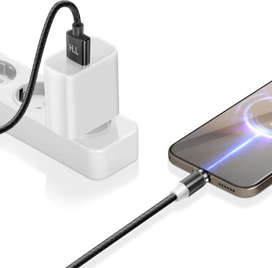 Avizar Cablu 3-in-1 Magnetic Usb-c Lightning Micro-usb La Usb-a 1m Negru
