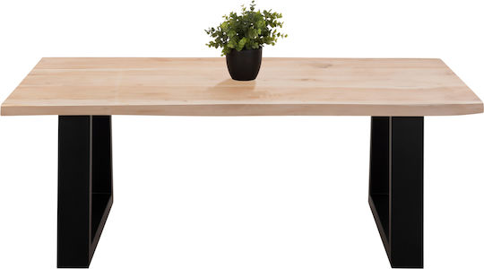 Rectangular Central Coffee Table Sofia Slim from Solid Wood Light Natural L115xW65xH45cm