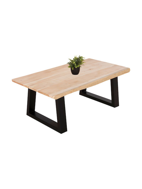 Rechteckiger Zentral-Kaffeetisch Sofia Slim aus Massivholz Hell Natur M115xT65xH45cm