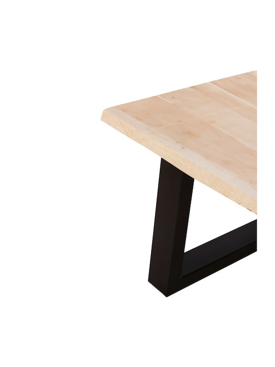 Rechteckiger Zentral-Kaffeetisch Sofia Slim aus Massivholz Hell Natur M115xT65xH45cm
