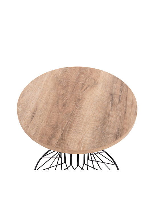 Round Side Coffee Table Keon Wooden Sonoma W45xL45xH50cm