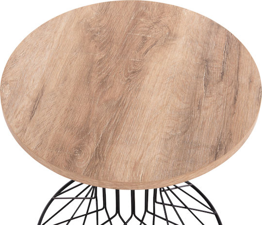Round Side Coffee Table Keon Wooden Sonoma W45xL45xH50cm