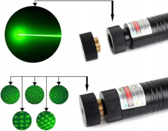 Prezentator Laser Verde Abyz Power <10000 Mw Baterie Li-ion 4800 Mah Lungime de Undă 532 Nm 16 X 2 Cm Calitate Premium Negru