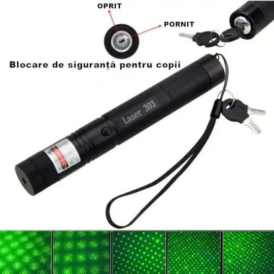 Prezentator Laser Verde Abyz Power <10000 Mw Baterie Li-ion 4800 Mah Lungime de Undă 532 Nm 16 X 2 Cm Calitate Premium Negru