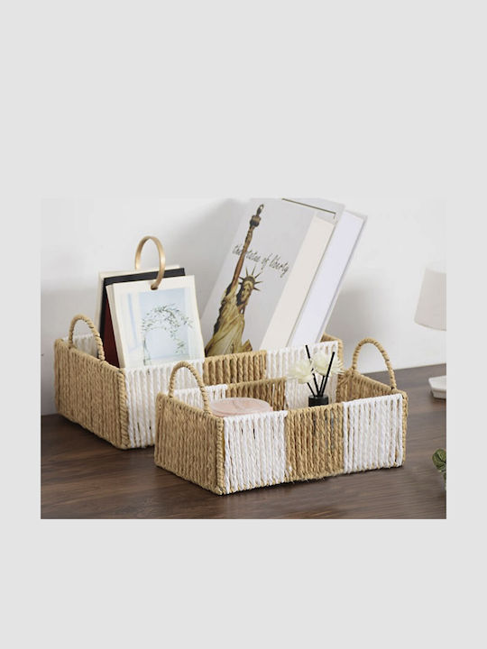 TnS Καλάθι Απλύτων Ψάθινο 35x24x11cm Καφέ
