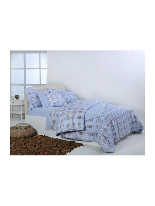 Silk Fashion Κουβερλί Μονό Βαμβακερό Σιέλ 160x220cm
