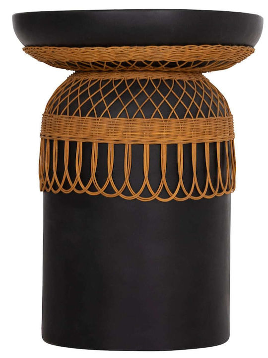 Round Table Dining Room from Cement Black Velvet-Black Metal 60x60x76cm