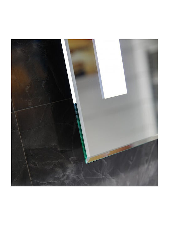 Inter Ceramic Oglindă de Baie Dreptunghiulară Lumini LED din Oțel Inoxidabil 50x70cm