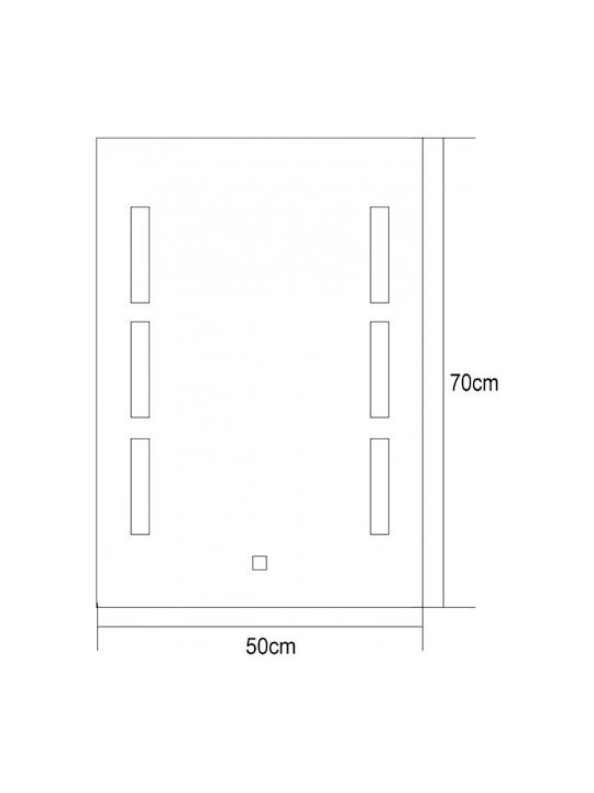 Inter Ceramic Oglindă de Baie Dreptunghiulară Lumini LED din Oțel Inoxidabil 50x70cm