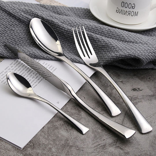Raki Wicked Set Of Metallic Silver Dessert Ice Cream Spoons 6 Pieces